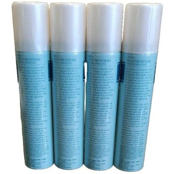 Lot of 4 Vintage Avon Rich Moisture Facial Mousse 4 oz each NEW OLD STO… - Picture 2 of 2